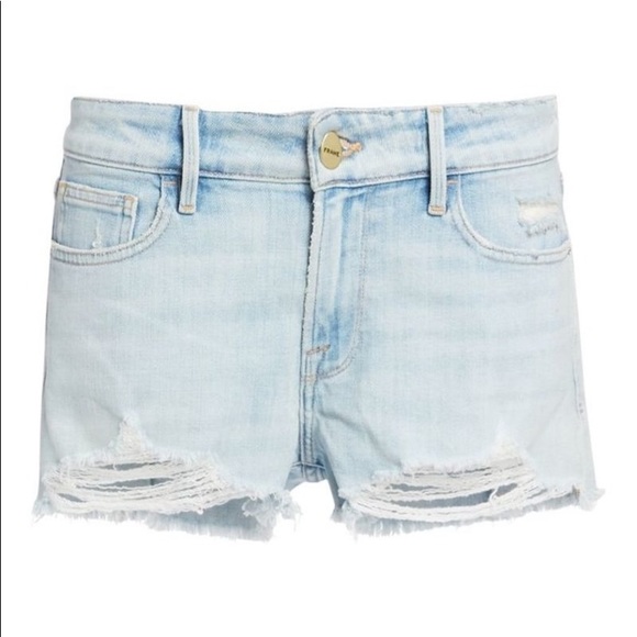 Frame Le Grand Garçon Shredded Cut Off Shorts - Picture 6 of 9